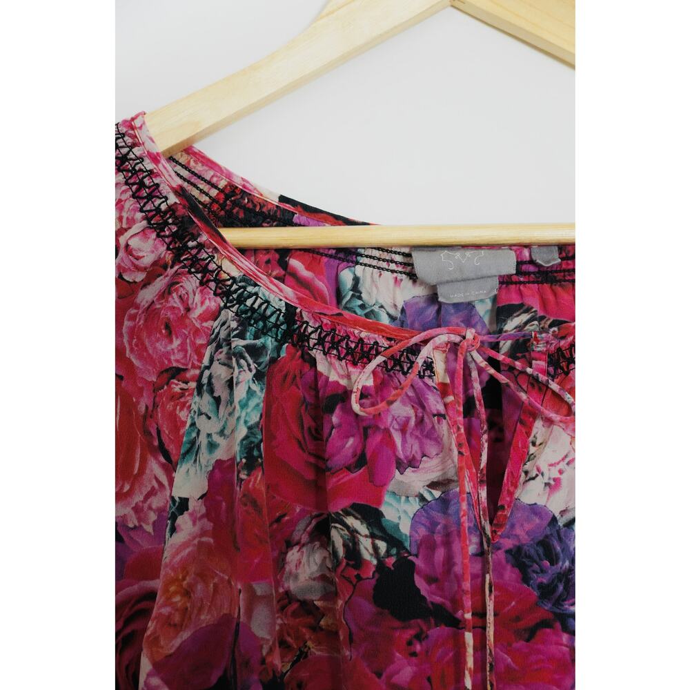 Vanessa Virginia 100% Silk Floral Blouse Size Medium - Picture 5 of 6